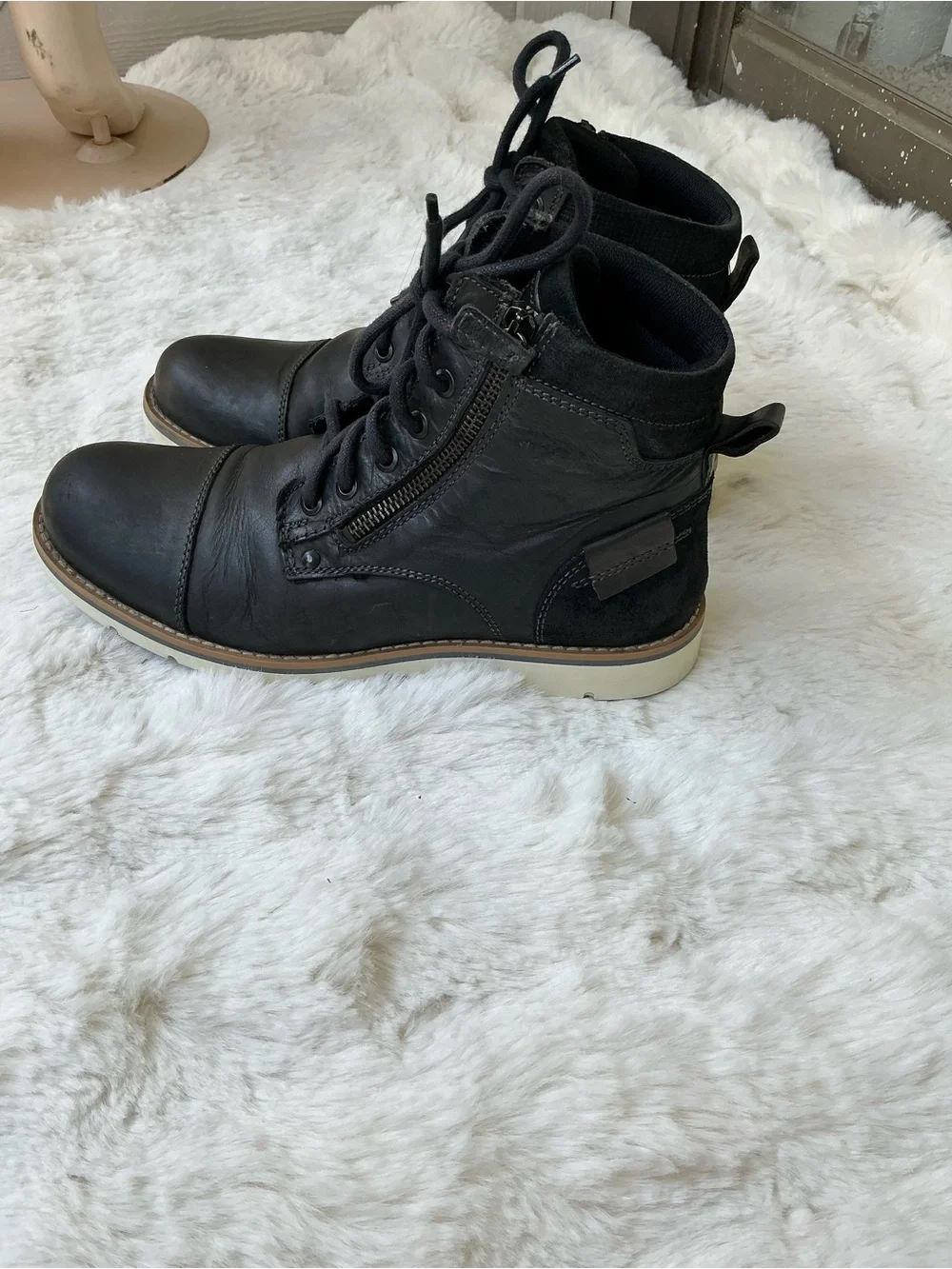 Aldo Black Leather Chukka Boots with Side Zip